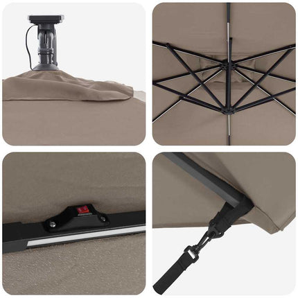 Parasoll Taupe 249 x 249 x 250 cm Polyester och aluminium