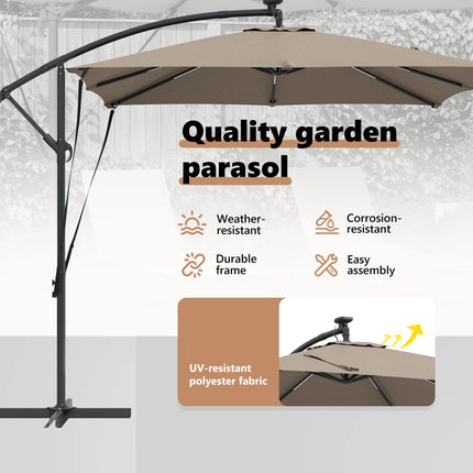 Parasoll Taupe 249 x 249 x 250 cm Polyester och aluminium