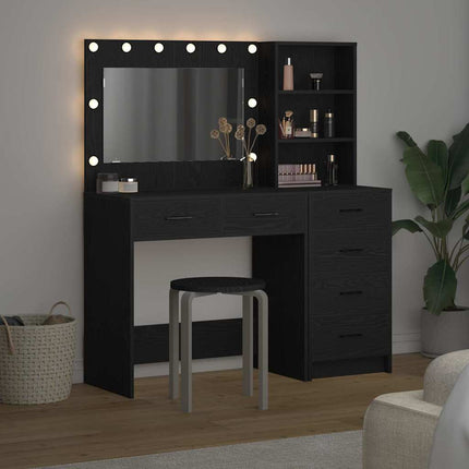 Smyckebord med låda Svart 78.5 x 41 x 135 cm Konstruerat trä