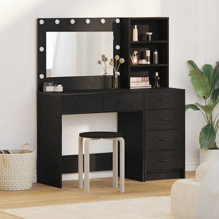 Smyckebord med låda Svart 78.5 x 41 x 135 cm Konstruerat trä