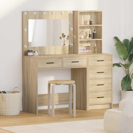 Smyckebord med låda Brun 78.5 x 41 x 135 cm Konstruerat trä