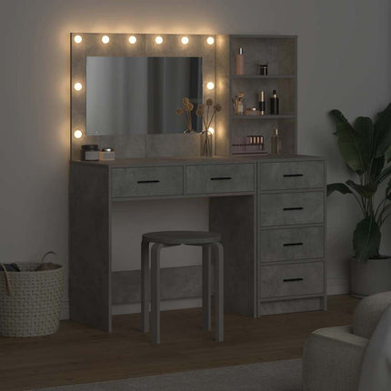 Smyckebord med låda Grå 78.5 x 41 x 135 cm Konstruerat trä