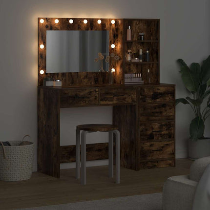 Smyckebord med låda Brun 78.5 x 41 x 135 cm Konstruerat trä