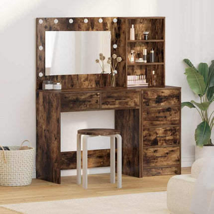 Smyckebord med låda Brun 78.5 x 41 x 135 cm Konstruerat trä