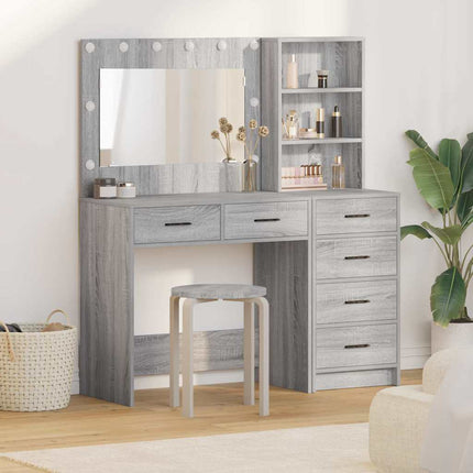 Smyckebord med låda Ljusgrå 78.5 x 41 x 135 cm Konstruerat trä