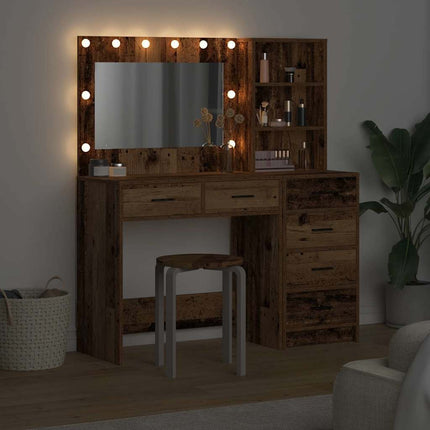 Smyckebord med låda Brun 78.5 x 41 x 135 cm Konstruerat trä