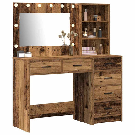Smyckebord med låda Brun 78.5 x 41 x 135 cm Konstruerat trä