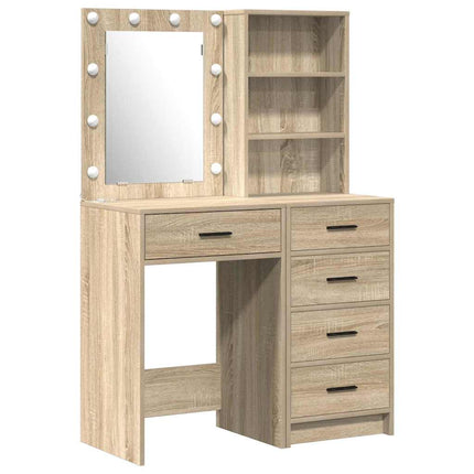 Smyckebord med låda 2 pcs Brun 50 x 41 x 135 cm Konstruerat trä