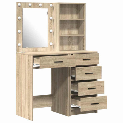 Smyckebord med låda 2 pcs Brun 50 x 41 x 135 cm Konstruerat trä