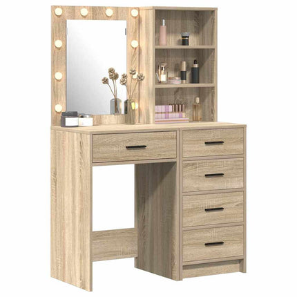 Smyckebord med låda 2 pcs Brun 50 x 41 x 135 cm Konstruerat trä
