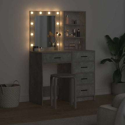Smyckebord med låda 2 pcs Grå 50 x 41 x 135 cm Konstruerat trä