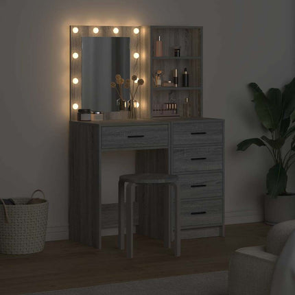 Smyckebord med låda 2 pcs Grå 50 x 41 x 135 cm Konstruerat trä