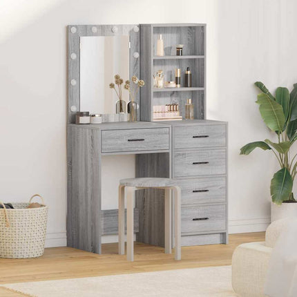 Smyckebord med låda 2 pcs Grå 50 x 41 x 135 cm Konstruerat trä