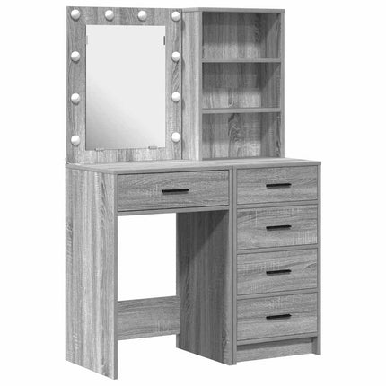 Smyckebord med låda 2 pcs Grå 50 x 41 x 135 cm Konstruerat trä