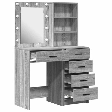 Smyckebord med låda 2 pcs Grå 50 x 41 x 135 cm Konstruerat trä