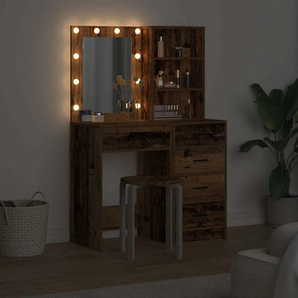 Smyckebord med låda 2 pcs Brun 50 x 41 x 135 cm Konstruerat trä