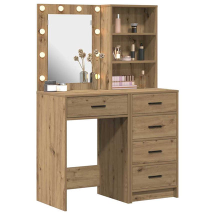 Smyckebord med låda 2 pcs Brun 50 x 41 x 135 cm Konstruerat trä
