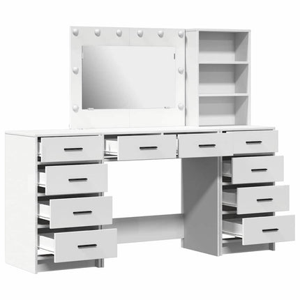 Smyckebord med spegelbelysning 3 pcs Vit Konstruerat trä