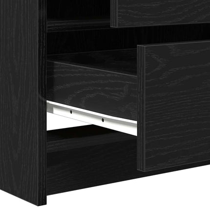 Smyckebord med spegelbelysning 3 pcs Svart Ek Konstruerat trä
