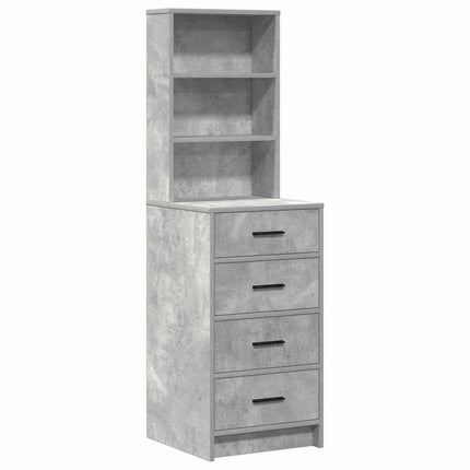 Smyckebord med spegelbelysning 3 pcs Betonggrå Konstruerat trä