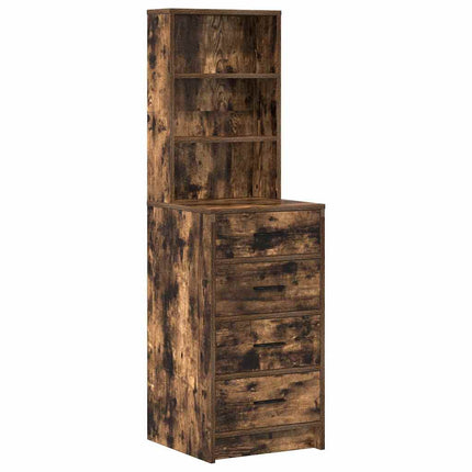 Smyckebord med spegelbelysning 3 pcs Rökt ek Konstruerat trä