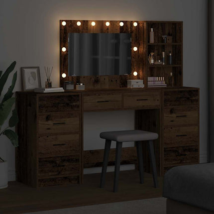 Smyckebord med låda 3 pcs Brun 40 x 41 x 135 cm Konstruerat trä