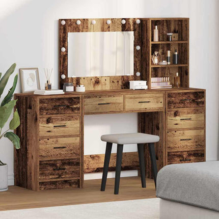 Smyckebord med låda 3 pcs Brun 40 x 41 x 135 cm Konstruerat trä