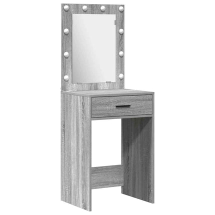 Smyckebord med spegelbelysning 3 pcs Grå Konstruerat trä