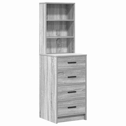 Smyckebord med spegelbelysning 3 pcs Grå Konstruerat trä