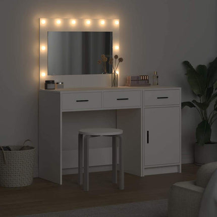 Smyckebord med spegelbelysning 2 pcs Vit Konstruerat trä