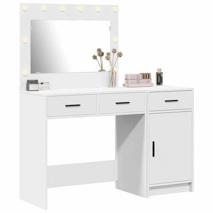 Smyckebord med spegelbelysning 2 pcs Vit Konstruerat trä