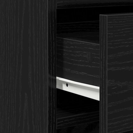 Smyckebord med spegelbelysning 2 pcs Svart Konstruerat trä