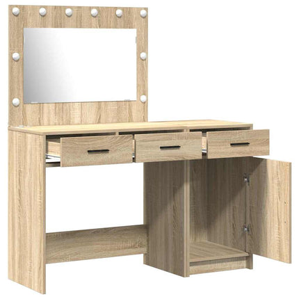 Smyckebord med spegelbelysning 2 pcs Brun Konstruerat trä