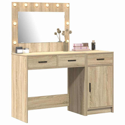Smyckebord med spegelbelysning 2 pcs Brun Konstruerat trä