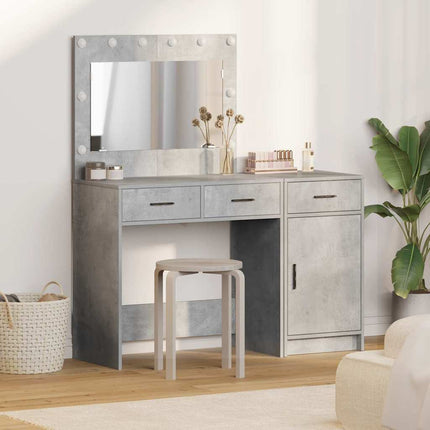 Smyckebord med spegelbelysning 2 pcs Grå Konstruerat trä