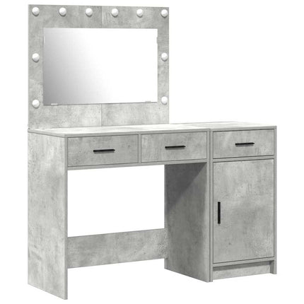 Smyckebord med spegelbelysning 2 pcs Grå Konstruerat trä