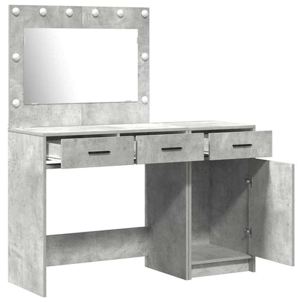 Smyckebord med spegelbelysning 2 pcs Grå Konstruerat trä