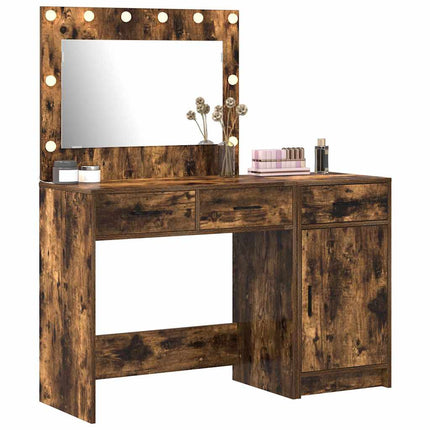 Smyckebord med spegelbelysning 2 pcs Brun Konstruerat trä