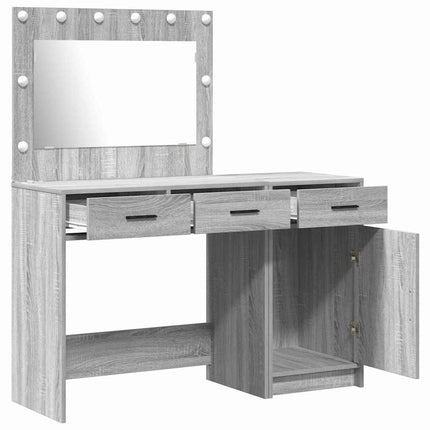 Smyckebord med spegelbelysning 2 pcs Grå Konstruerat trä