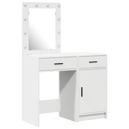 Smyckebord med låda 2 pcs Vit 50 x 41 x 135 cm Konstruerat trä