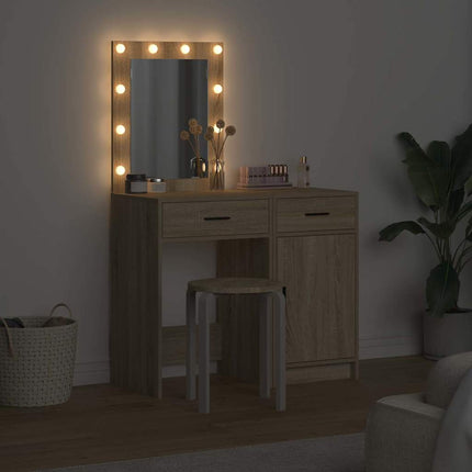 Smyckebord med låda 2 pcs Brun 50 x 41 x 135 cm Konstruerat trä