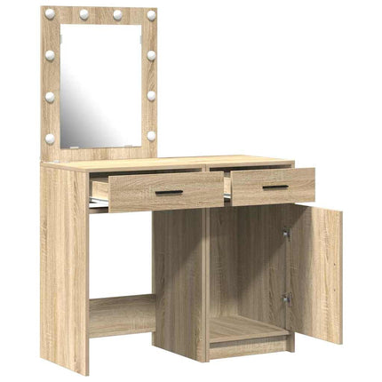 Smyckebord med låda 2 pcs Brun 50 x 41 x 135 cm Konstruerat trä