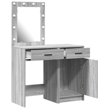 Smyckebord med låda 2 pcs Grå 50 x 41 x 135 cm Konstruerat trä