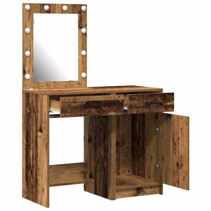 Smyckebord med låda 2 pcs Brun 50 x 41 x 135 cm Konstruerat trä