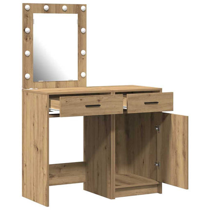 Smyckebord med låda 2 pcs Brun 50 x 41 x 135 cm Konstruerat trä