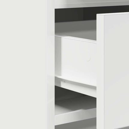 Smyckebord med spegelbelysning 3 pcs Vit Konstruerat trä