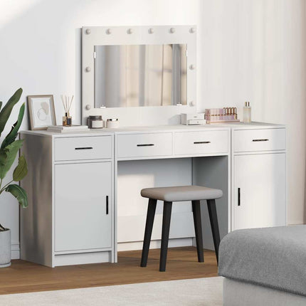 Smyckebord med spegelbelysning 3 pcs Vit Konstruerat trä