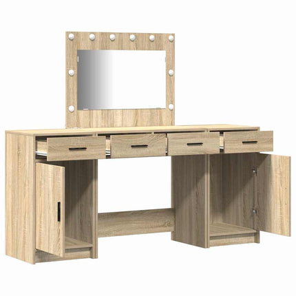 Smyckebord med spegelbelysning 3 pcs Brun Konstruerat trä