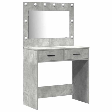 Smyckebord med spegelbelysning 3 pcs Grå Konstruerat trä