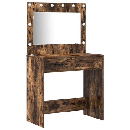 Smyckebord med spegelbelysning 3 pcs Brun Konstruerat trä